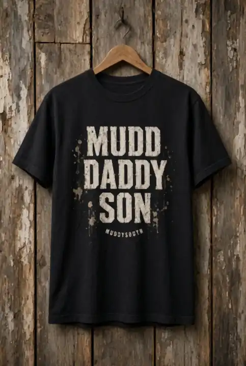 Black Mudd Daddy Son concept tee with MUDDYSOUTH under the print
