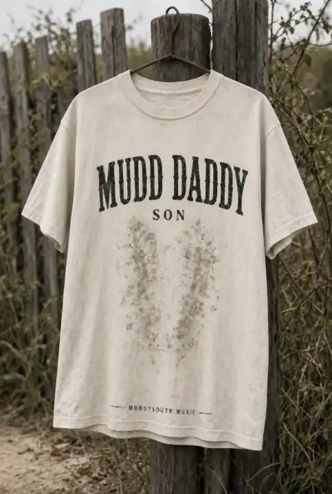 Cream vintage Mudd Daddy Son concept tee with MUDDYSOUTH MUSIC at the hem